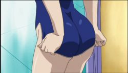 Rule 34 | 1girl, animated, animated gif, ass, blue one-piece swimsuit, close-up, clothes pull, gunxsword, one-piece swimsuit, one-piece swimsuit pull, screencap, shrinking, swimsuit, wardrobe malfunction, wedgie, wendy garrett