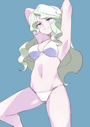 Rule 34 | 1girl, blonde hair, blue eyes, blush, breasts, coveredcore, diana cavendish, highres, light green hair, little witch academia, long hair, looking at viewer, medium breasts, multicolored hair, open mouth, smile, solo, swimsuit, tagme, two-tone hair, wavy hair, witch