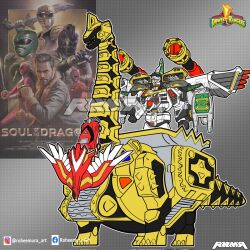 Rule 34 | 1 boy, alternate form, alternate universe, artist name, character request, combined powers, dragonzord, grey background, highres, mecha, mighty morphin power rangers, power rangers dino thunder, power rangers turbo, power rangers zeo, red battlezord, robot, roheemura art, saban entertainment, tagme, tommy oliver, white falcon ninjazord, white tigerzord, won tiger