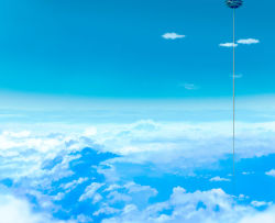 Rule 34 | 108, blue theme, cloud, day, dragon ball, dragonball z, kami&#039;s lookout, monochrome, no humans, ruyi jingu bang, scenery, sky, space elevator, staff, tower