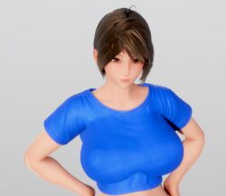 Rule 34 | 1girl, 3d, 3dcg, breasts, large breasts, midriff, pirate081, short hair, short shorts, short sleeves, shorts
