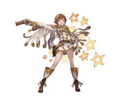 Rule 34 | 10s, 1girl, belt, boots, brown eyes, brown hair, center opening, detached sleeves, epaulettes, frills, full body, granblue fantasy, gun, hairband, hand on own hip, holding, holding gun, holding weapon, honda mio, idolmaster, idolmaster cinderella girls, knee boots, long sleeves, looking at viewer, matching hair/eyes, minaba hideo, one eye closed, open mouth, short hair, skirt, smile, solo, transparent background, weapon