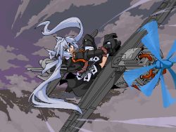 Rule 34 | 1girl, aircraft, airplane, long hair, mof, mof&#039;s silver haired twintailed girl, oekaki, original, solo