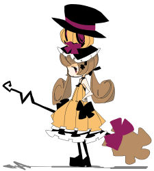 Rule 34 | 1girl, :o, bare arms, bare shoulders, black bow, black choker, black footwear, black hat, black legwear, blunt bangs, blush stickers, bow, broom, brown hair, chico (yukihi), choker, clenched hand, dress, dress bow, frills, from side, full body, hair bow, hair ornament, hand on own hip, hat, holding, holding broom, jack-o&#039;-lantern, limited palette, long hair, looking at viewer, looking to the side, low twintails, on head, orange dress, original, parted lips, petticoat, profile, pumpkin, pumpkin on head, purple bow, purple eyes, sideways glance, simple background, sleeveless, sleeveless dress, solo, spaghetti strap, standing, striped clothes, striped dress, tareme, twintails, vertical-striped clothes, vertical-striped dress, white background, witch, witch hat, yukihi