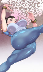 Rule 34 | 1girl, absurdres, ass, bracelet, breasts, brown eyes, brown hair, capcom, chinese clothes, chun-li, highres, huge ass, jewelry, large breasts, leggings, pants, street fighter, street fighter 6, thick thighs, thighs, ttttk, yoga pants