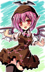 Rule 34 | 1girl, bird wings, breasts, hat, mystia lorelei, outstretched arms, pink hair, pointy ears, red eyes, solo, thighhighs, touhou, wings, yamu (reverse noise)