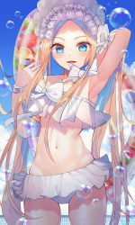 Rule 34 | 1girl, abigail williams (fate), abigail williams (swimsuit foreigner) (fate), abigail williams (swimsuit foreigner) (third ascension) (fate), absurdres, armpits, bad id, bad pixiv id, bare shoulders, bikini, blonde hair, blue eyes, bonnet, bow, breasts, fate/grand order, fate (series), forehead, hair bow, highres, innertube, liso, long hair, miniskirt, navel, parted bangs, sidelocks, skirt, small breasts, swim ring, swimsuit, thighs, twintails, very long hair, white bikini, white bow, white headwear