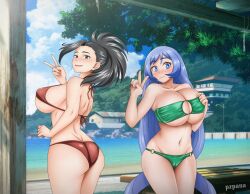 2girls absurdres ass bikini boku_no_hero_academia breasts hadou_nejire highres large_breasts long_hair multiple_girls pzpana swimsuit yaoyorozu_momo