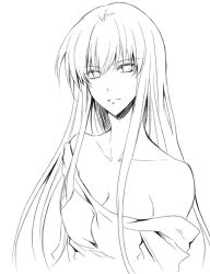 Rule 34 | 00s, 1girl, bad id, bad pixiv id, breasts, c.c., cleavage, code geass, female focus, greyscale, lineart, long hair, monochrome, rena222, sasahara rena, solo, white background