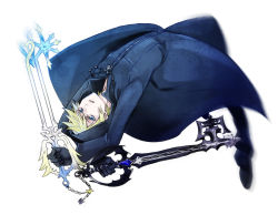 Rule 34 | 1boy, backflip, bad id, bad pixiv id, battle, black coat (kingdom hearts), blonde hair, blue eyes, blurry, chain, crown, gloves, hood, hoodie, jewelry, jumping, key, keyblade, kingdom hearts, kingdom hearts 358/2 days, male focus, motion blur, necklace, open mouth, organization xiii, pants, roxas, simple background, solo, star (symbol), weapon, white background, zuwai kani