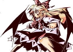 Rule 34 | 1girl, bat wings, blonde hair, bow, elis (touhou), female focus, hair bow, highly responsive to prayers, long hair, solo, touhou, touhou (pc-98), vampire, wand, wings