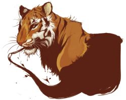 Rule 34 | animal, calligraphy brush, no humans, original, paint, paintbrush, tiger, toraumao