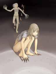 Rule 34 | bare legs, barefoot, claws, glowing, glowing eyes, left 4 dead, legs, long hair, looking at viewer, pink eyes, squatting, standing, torn clothes, white hair, witch (left4dead)