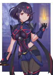 Rule 34 | absurdres, alternate color, alternate hair color, backless outfit, black gloves, bob cut, breasts, fingerless gloves, front-seamed legwear, gloves, highres, large breasts, pantyhose under shorts, nintendo, pantyhose, purple hair, purple legwear, purple shorts, pyra (xenoblade), red eyes, ryochan96154, seamed legwear, short shorts, short sleeves, shorts, super smash bros., swept bangs, thighhighs, thighhighs over pantyhose, tiara, xenoblade chronicles (series), xenoblade chronicles 2
