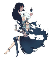 Rule 34 | 1girl, absurdres, backless dress, backless outfit, barefoot, black dress, black hair, black sclera, blue eyes, blue hair, blush, character request, colored sclera, commentary, dark-skinned female, dark persona, dark skin, dino (dinoartforame), dress, dual persona, english commentary, eyeshadow, gawr gura, highres, holding hourglass, hololive, hololive english, hourglass, light smile, makeup, multicolored hair, red eyeshadow, red hair, short hair, silver hair, single thighhigh, sitting, solo focus, streaked hair, thighhighs, veil, virtual youtuber, white background, world of darkness