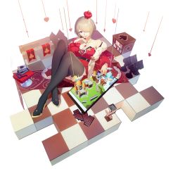 Rule 34 | 1girl, black footwear, book, boots, breasts, brown hair, card, checkered floor, cleavage, coat, crown, glasses, gloves, hair over one eye, highres, honkai (series), honkai impact 3rd, jing dian da mo dao, long sleeves, looking at viewer, on floor, playing card, purple eyes, red coat, rita rossweisse, rita rossweisse (umbral rose), short hair, simple background, sitting, smile, solo, thigh boots, thighhighs, tile floor, tiles, transparent background, white background, white gloves