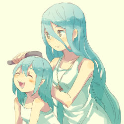 Rule 34 | 2girls, artist request, azura (fire emblem), blue hair, blush, breasts, closed eyes, fire emblem, fire emblem fates, kana (female) (fire emblem), kana (fire emblem), lowres, mother and daughter, multiple girls, nintendo, pointy ears