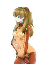Rule 34 | 00s, 1girl, bad id, bad pixiv id, blue eyes, bodysuit, brown hair, chito04, cleavage, evangelion: 2.0 you can (not) advance, female focus, long hair, multicolored clothes, navel, neon genesis evangelion, plugsuit, rebuild of evangelion, see-through, see-through cleavage, solo, souryuu asuka langley, test plugsuit