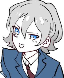 Rule 34 | 1boy, blue eyes, digimon, higashimitarai kiyoshiro, male focus, necktie, smile, solo, white hair