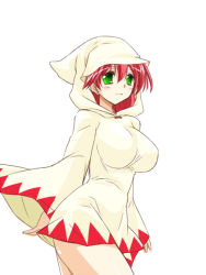 Rule 34 | 1990s (style), 1girl, abe inori, breasts, female focus, final fantasy, final fantasy v, green eyes, hood, large breasts, lenna charlotte tycoon, pink hair, retro artstyle, robe, short hair, simple background, solo, white background, white mage (final fantasy)