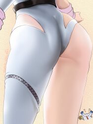 Rule 34 | 1girl, 1other, angewomon, ass, ass cutout, asymmetrical ass, asymmetrical ass cutout, asymmetrical clothes, asymmetrical legwear, blush, cat, clothing cutout, digimon, digimon (creature), embarrassed, highres, looking at another, revealing clothes, tailmon
