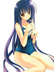 Rule 34 | 1girl, absurdres, highres, kneeling, long hair, one-piece swimsuit, purple hair, rei (rei&#039;s room), school swimsuit, sitting, solo, source request, swimsuit, very long hair