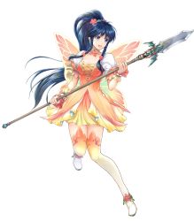 Rule 34 | 1girl, blue eyes, blue hair, boots, braid, breasts, butterfly wings, cleavage, collarbone, detached collar, dress, fire emblem, fire emblem: the sacred stones, fire emblem heroes, flower, full body, gradient clothes, hair flower, hair ornament, highres, insect wings, lips, long hair, medium breasts, nintendo, official art, ponytail, puffy short sleeves, puffy sleeves, short dress, short sleeves, tana (fire emblem), thigh boots, thighhighs, transparent background, twin braids, very long hair, wings, wrist cuffs, yamada koutarou, zettai ryouiki