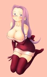 Rule 34 | 00s, 1girl, blush, bow, breast hold, breasts, cleavage, fate/stay night, fate (series), glasses, hamao, huge breasts, long hair, low-tied long hair, lowres, medusa (fate), medusa (rider) (fate), purple eyes, purple hair, roku, solo, square pupils, thighhighs