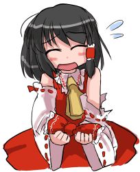 Rule 34 | 1girl, blush stickers, bow, chibi, chibi only, closed eyes, detached sleeves, female focus, hair bow, hakurei reimu, lowres, sketch, solo, touhou