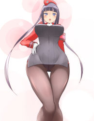 Rule 34 | 1girl, black hair, blue eyes, breasts, cameltoe, from below, gloves, hand on own hip, hat, kujira bunko, kujirabunko, large breasts, legs, long hair, panties, panties under pantyhose, pantyhose, pantyshot, solo, summon night, summon night 5, thigh gap, thighs, underwear, upskirt, yeng-hua
