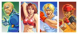 Rule 34 | 1990s (style), 1girl, 3boys, adjusting hair, age difference, angry, arm behind head, arm up, armpits, axel stone, backwards hat, bald, bare shoulders, baseball cap, bikini, black hair, blaze fielding, blonde hair, blue eyes, breasts, brown eyes, brown hair, clenched hands, column lineup, cyborg, dark skin, dr. zan, earrings, eddie &#039;skate&#039; hunter, eyebrows, facial hair, fighting stance, fingerless gloves, gloves, gradient background, hand in own hair, hat, headband, highres, jewelry, kamiomutsu, large breasts, lipstick, long hair, looking at viewer, makeup, midriff, mole, multiple boys, muscular, mustache, navel, old, old man, outline, raglan sleeves, red eyes, red gloves, retro artstyle, sammy hunter, sega, shirt, sideburns, sketch, sports bra, streets of rage, streets of rage 3, swimsuit, t-shirt, tank top, thick eyebrows, toned, upper body, white hair