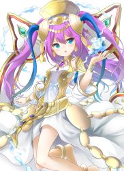 Rule 34 | 1girl, af-henrytz, anklet, blue eyes, bracelet, earrings, headgear, jewelry, lakshmi (p&amp;d), long hair, lots of jewelry, necklace, open mouth, purple hair, puzzle &amp; dragons, solo, two side up