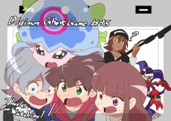 Rule 34 | amanokawa hiro, digimon, digimon ghost game, higashimitarai kiyoshiro, impmon, impmon x-antibody, jellyfish, jellyfish girl, jellymon, long hair, looking at another, monster girl, tentacle hair, tentacles, tsukiyono ruli, very long hair