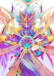Rule 34 | armor, digimon, energy, gaiamon (appmon), highres, looking at viewer, red eyes, solo