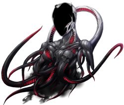 Rule 34 | bad id, bad pixiv id, cthulhu mythos, eldritch abomination, faceless, full body, mazeran, monster, no humans, nyarlathotep, simple background, solo, tentacles, transparent background, white background