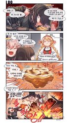 Rule 34 | &gt; &lt;, 3girls, 4koma, ahoge, aningay, bad id, bad twitter id, blonde hair, braid, brown hair, cinnamon roll, closed eyes, closed mouth, comic, commentary request, explosion, fang, food, girls&#039; frontline, glasses, green hair, hair between eyes, hairband, headgear, highres, korean text, long hair, m45 (girls&#039; frontline), m4 sopmod ii (girls&#039; frontline), m4 sopmod ii (mod3) (girls&#039; frontline), m4a1 (girls&#039; frontline), m4a1 (mod3) (girls&#039; frontline), mod3 (girls&#039; frontline), multicolored hair, multiple girls, open mouth, pantyhose, pink hair, ptsd, skin fang, smile, speech bubble, streaked hair, translation request, twin braids, twintails, white legwear
