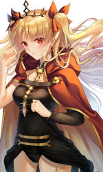 Rule 34 | 1girl, absurdres, artist request, asymmetrical sleeves, bad id, bad pixiv id, black dress, blonde hair, blush, breasts, cape, closed mouth, dress, earrings, ereshkigal (fate), fate/grand order, fate (series), gold trim, highres, hoop earrings, infinity symbol, jewelry, large breasts, long hair, looking at viewer, multicolored cape, multicolored clothes, parted bangs, red cape, red eyes, short dress, single sleeve, skull, spine, tiara, two side up, uneven sleeves, yellow cape