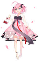 Rule 34 | 1girl, absurdres, ahoge, alternate costume, azur lane, bad id, bad pixiv id, blush, bow, breasts, catnnn, full body, hair ornament, hair ribbon, hanbok, hanbok lift, highres, korean clothes, looking at viewer, open mouth, pink eyes, pink hair, purple eyes, ribbon, saratoga (azur lane), saratoga (hibiscus-scented idol) (azur lane), short hair, sidelocks, simple background, small breasts, smile, solo, standing, tachi-e, twintails, two-sided fabric, two-sided skirt, white background