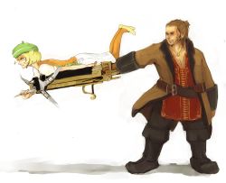 Rule 34 | 10s, 1boy, 1girl, bianca (pokemon), bow (weapon), creatures (company), crossbow, crossover, dragon age, dragon age 2, game freak, highres, nintendo, orange pantyhose, pantyhose, pokemon, pokemon bw, varric, varric (dragon age), weapon, what