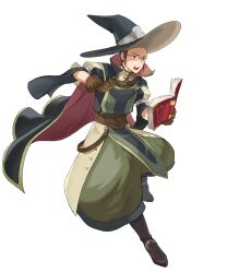 Rule 34 | 1boy, book, fire emblem, fire emblem awakening, fire emblem heroes, glass, gloves, hat, highres, holding, holding book, laurent (fire emblem), leather, leather gloves, nintendo, non-web source, official art, open mouth, red hair, solo, teeth, upper teeth only, v-shaped eyebrows, wizard hat