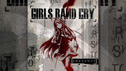 Rule 34 | 1girl, ahoge, album cover, album cover redraw, awa subaru, copyright name, cover, derivative work, english text, girls band cry, graffiti, highres, hybrid theory, innoarukugyou, linkin park, long hair, monochrome background, parody, partially colored, skirt