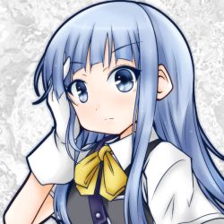Rule 34 | 10s, 1girl, blue eyes, blue hair, blunt bangs, bow, bowtie, close-up, gloves, hatsukaze (kancolle), kantai collection, long hair, looking at viewer, matching hair/eyes, sanari (quarter iceshop), school uniform, solo, vest, white gloves
