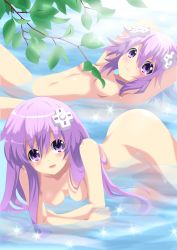 Rule 34 | 10s, 2girls, absurdres, arm behind head, armpits, blush, branch, breasts, choujigen game neptune mk2, convenient censoring, cowboy shot, d-pad, day, derivative work, female focus, from side, hair between eyes, hair ornament, highres, leaf, long hair, looking at viewer, medium breasts, multiple girls, nepgear, neptune (neptunia), neptune (series), nude, nudist, open mouth, outdoors, parted bangs, planeptune, purple eyes, purple hair, short hair, siblings, sisters, skinny dipping, small breasts, smile, sparkle, swimming, water, zenra