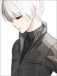 Rule 34 | 1boy, albino, iwai ryou, jacket, male focus, original, red eyes, solo, white hair, zipper