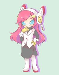 Rule 34 | 1girl, benilamune2, blue eyes, boots, chibi, full body, gloves, kirby: planet robobot, kirby (series), long hair, nintendo, pink hair, solo, susie (kirby), yellow gloves
