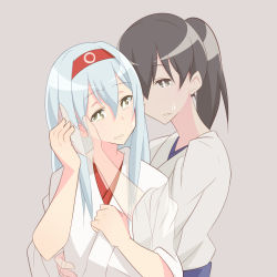 Rule 34 | 10s, hairband, hand on another&#039;s face, japanese clothes, kaga (kancolle), kantai collection, kidolita, long hair, multiple girls, personification, sad, shoukaku (kancolle), silver hair, tears, transparent, yuri
