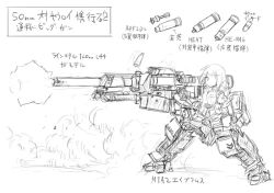 Rule 34 | 120mm rheinmetall l55, 1girl, ammunition, animal ears, armor-piercing ammunition, armor-piercing discarding sabot, armor-piercing fin-stabilized discarding sabot, bad id, bad pixiv id, bipod, cartridge, dakku (ogitsune), dog ears, female focus, firing, full body, greyscale, gun, hair over one eye, high-explosive anti-tank (warhead), high-explosive cartridge, kinetic energy penetrator, m1 abrams, military, military vehicle, monochrome, motor vehicle, outstretched arm, sabot, shell (projectile), shell casing, simple background, sketch, soldier, solo, standing, strike witches, strike witches 1991, striker unit, sub-caliber ammunition, tank, translation request, uniform, vehicle, weapon, white background, world witches series