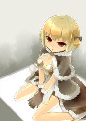 Rule 34 | 1girl, absurdres, aura (a440), boots, breasts, brown cape, brown dress, brown footwear, brown gloves, cape, cleavage, commentary request, dress, foot out of frame, fur-trimmed cape, fur-trimmed gloves, fur trim, gloves, high wizard (ragnarok online), highres, kathryne keyron, looking at viewer, medium breasts, open mouth, ragnarok online, red eyes, short dress, short hair, sitting, solo, two-tone dress, two-tone footwear, wariza, white dress