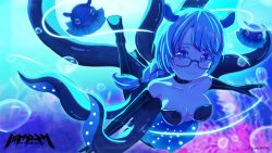 Rule 34 | 1girl, 1other, artist request, breasts, glasses, highres, magicami, medium breasts, official art, okada marianne, underwater, wallpaper