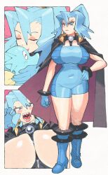 1girl breasts clair_(pokemon) convenient_censoring covered_erect_nipples creatures_(company) embarrassed game_freak gen_1_pokemon horsea huge_breasts inkerton-kun nintendo open_mouth pokemon pokemon_hgss sharp_teeth solo teeth uvula wardrobe_malfunction